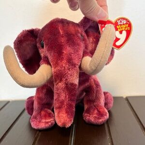 Ty Beanie Babies Red and Tan Stuffed Mammoth